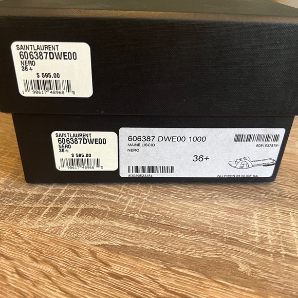 Saint Laurent Tribute Sandals sz 36.5 - black with raffia - Picture 4 of 6